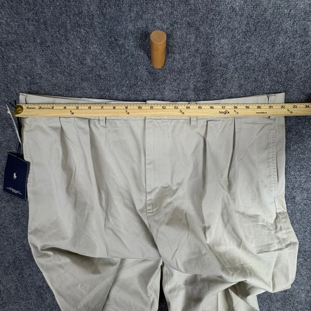 Polo Ralph Lauren Andrew Pant Mens 46x30 Khaki Tan Pleated Classic Chino NWT